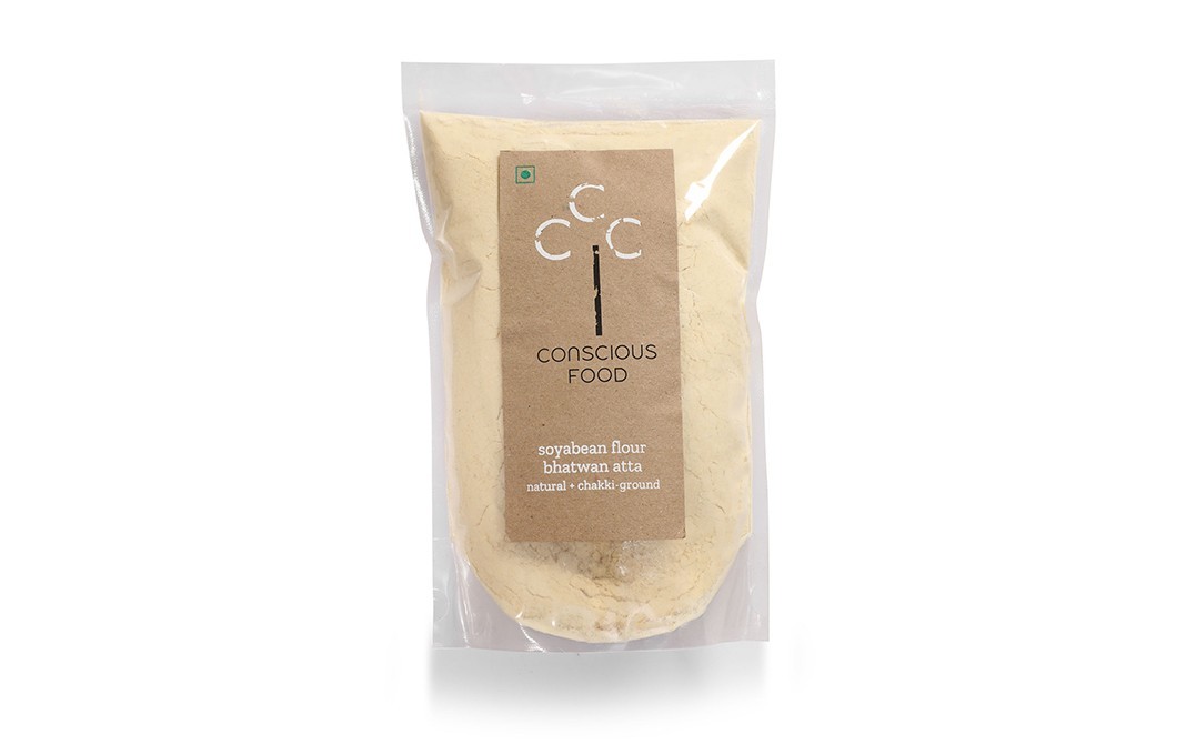 Conscious Food Soyabean Flour Bhatwan Atta, Natural + Chakki-ground   Pack  500 grams